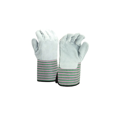 Pyramex Leather Palm Gloves, Split Cowhide, Rubberized Gauntlet Cuff Cuff, Wing Thumb, Gray, L, 1 PR GL1005WL